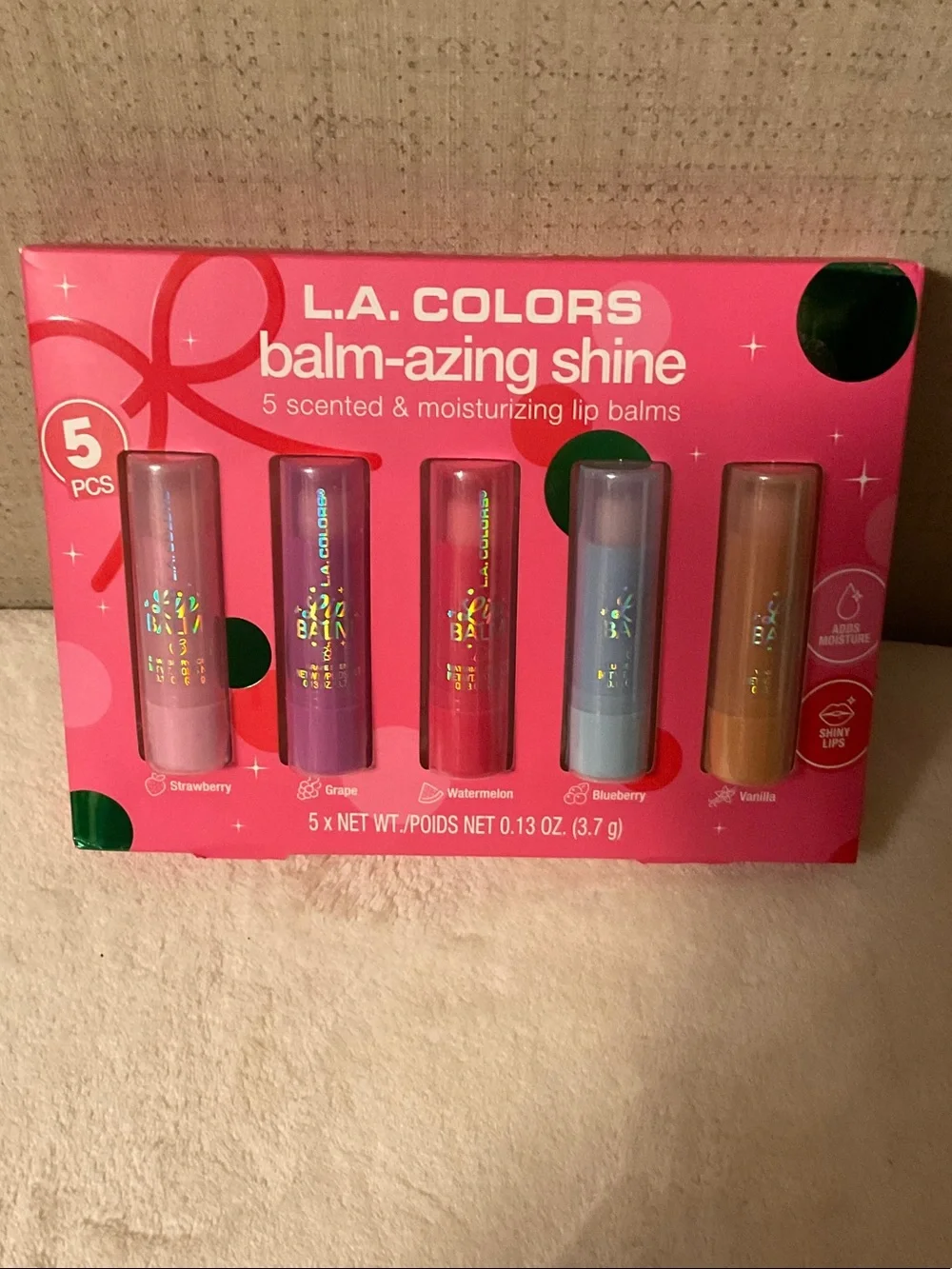 L.A. COLORS Balm-Azing Shine 5-Pack Lip Balms - Pink Packaging